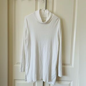 J Jill perfect Pima Side Vent Turtleneck Tunic White Sz M
